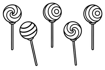 Monochrome Lollipop Vector Line Set