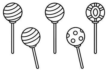 Monochrome Lollipop Vector Line Set