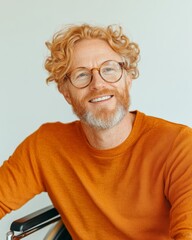 Obraz premium Contemporary Business Portrait Warm Casual Sweater with Textured Beard - Professional Branding in Creative Industries and Marketing Campaigns