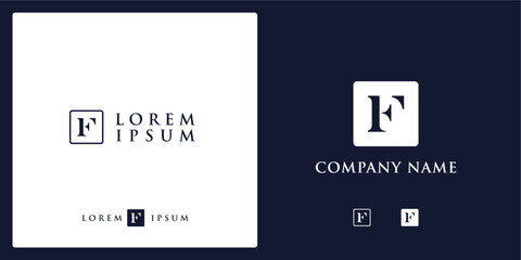 F Letter Logo and icon with frame, vector image editable