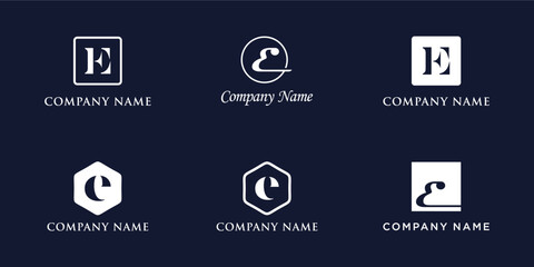 E Letter Logo Set Monogram style, bundle vector