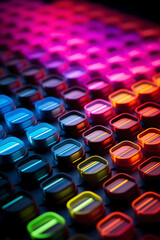 Fototapeta premium Colorful translucent surfaces and light reflections forming a conceptual design background. Translucent materials reflecting light and color in an innovative, conceptual way.