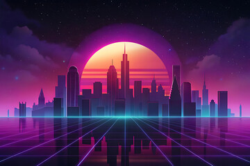 city skyline at night