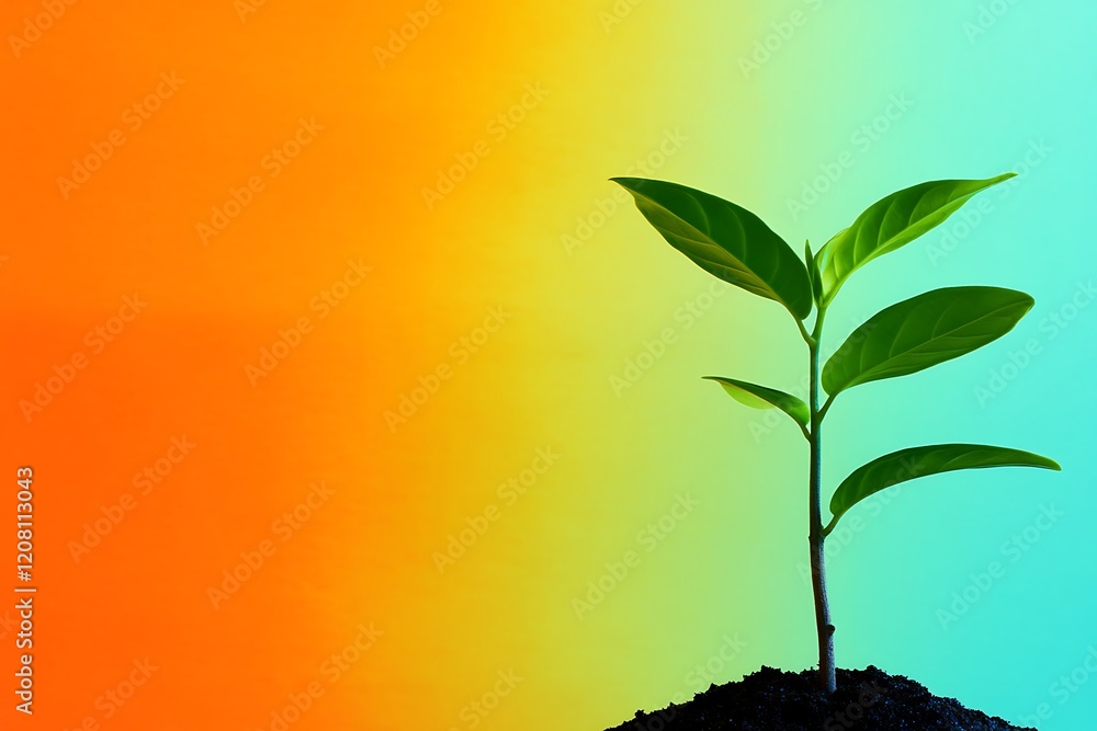 Poster emerging sapling with gradient glow
