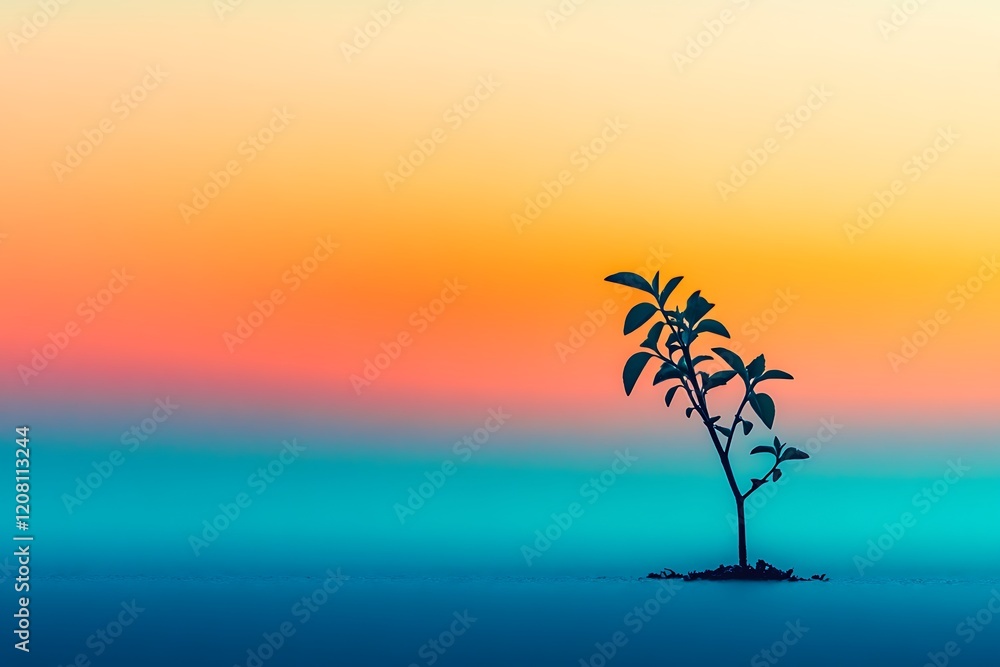 Poster delicate sapling with soft color background