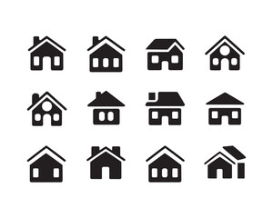 Home button icons set. Home page icon. Simple house symbols. Building icon shiluette vector set