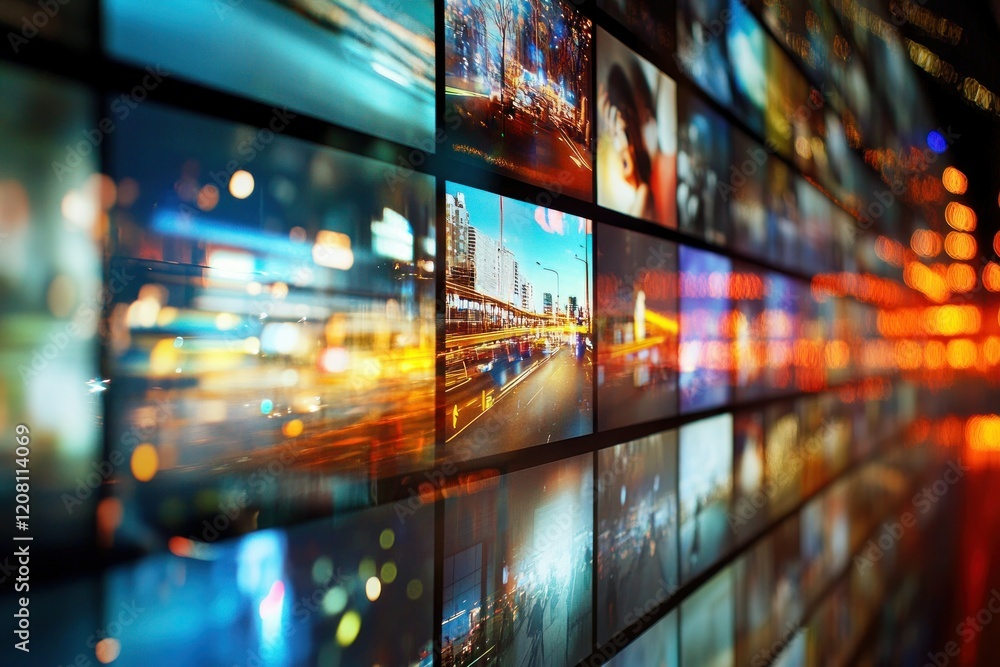 Poster vibrant display of multiple images on screen