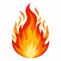 Bright and dynamic fire flames, cut out. On white background.