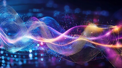 A colorful wave of light with a blue and purple base