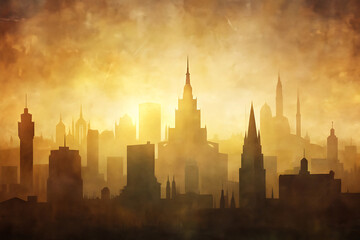Obraz premium city in the fog