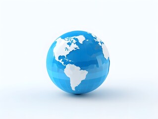 Fototapeta premium Blue Globe Animation Visualization on White Background