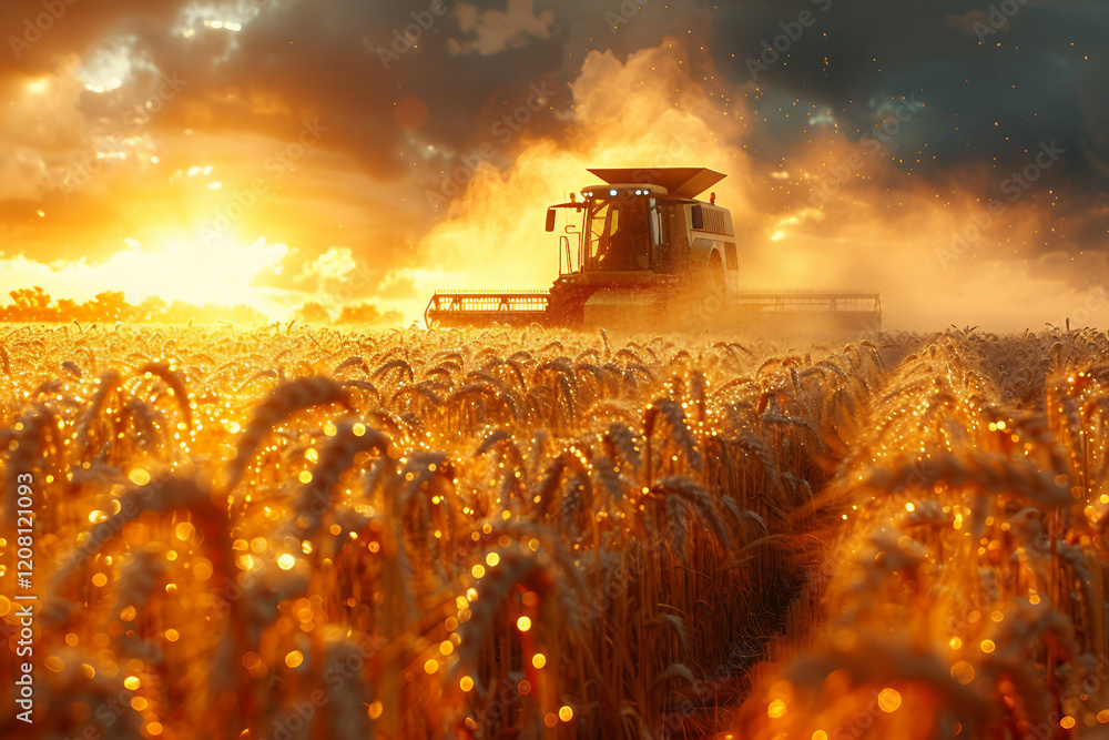 Poster generated with ai image of farmers working on a field