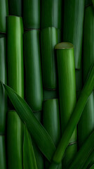 Obraz premium Deep Green Bamboo Leaf Background Illustration