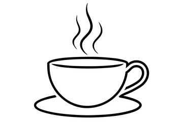 Minimalist Coffee Cup Line Art with Steam Illustration - SVG