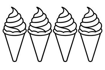 Stylish Ice Cream Line Art Set