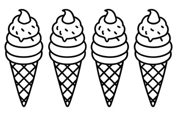 Stylish Ice Cream Line Art Set