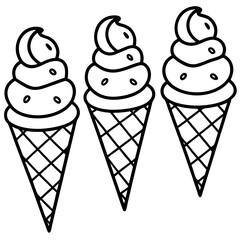 Stylish Ice Cream Line Art Set