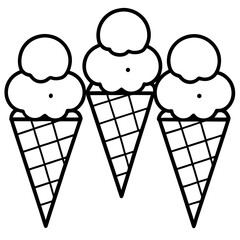 Stylish Ice Cream Line Art Set