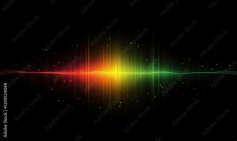 Poster vibrant sound wave visualization with gradient colors and light effects