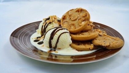 바닐라 아이스크림과 쿠키, 고소한 쿠키가 듬뿍 올려진 바닐라 아이스크림