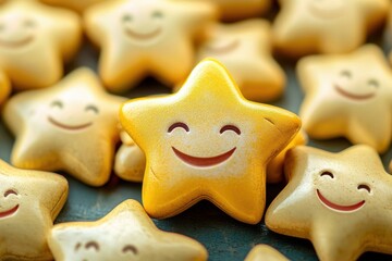 Five-star ratings reflecting customer satisfaction on feedback platforms with diverse emoticons showcasing interaction and contentment levels