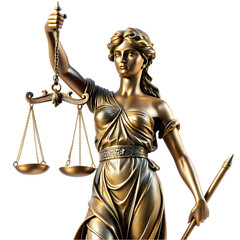 Obraz premium Golden Lady Justice Statue Scales Law Theme Bronze icon legal court gavel legal power 