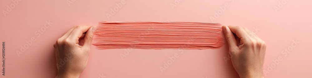 Poster textured coral manipulation dynamic color swatch with human touch on pastel surface - innovative des