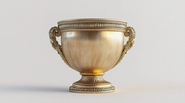 Golden Trophy Cup with Elegant Design on White Background