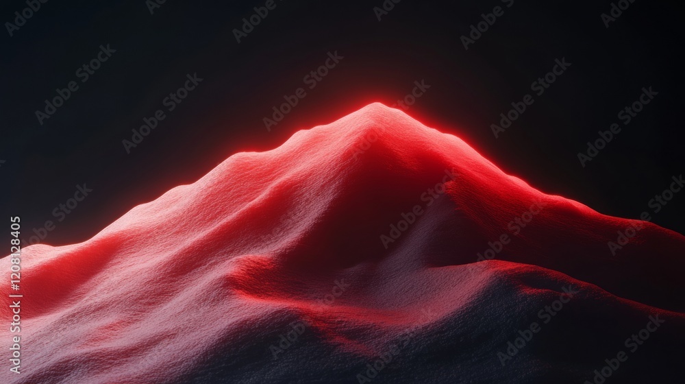 Aufkleber futuristic satellite connectivity neon red mountain of data - digital communication art for tech mar