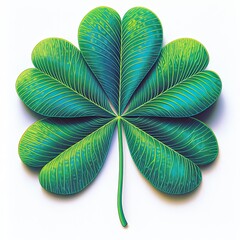 Close-up of a vibrant, detailed four-leaf clover.  A symbol of luck and good fortune.
