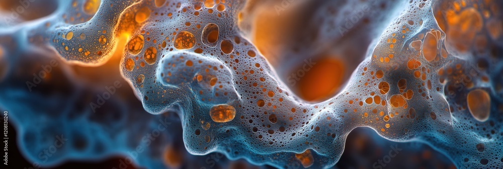 Aufkleber abstract close-up of colorful organic textures with bubbles and intricate patterns, showcasing vibra