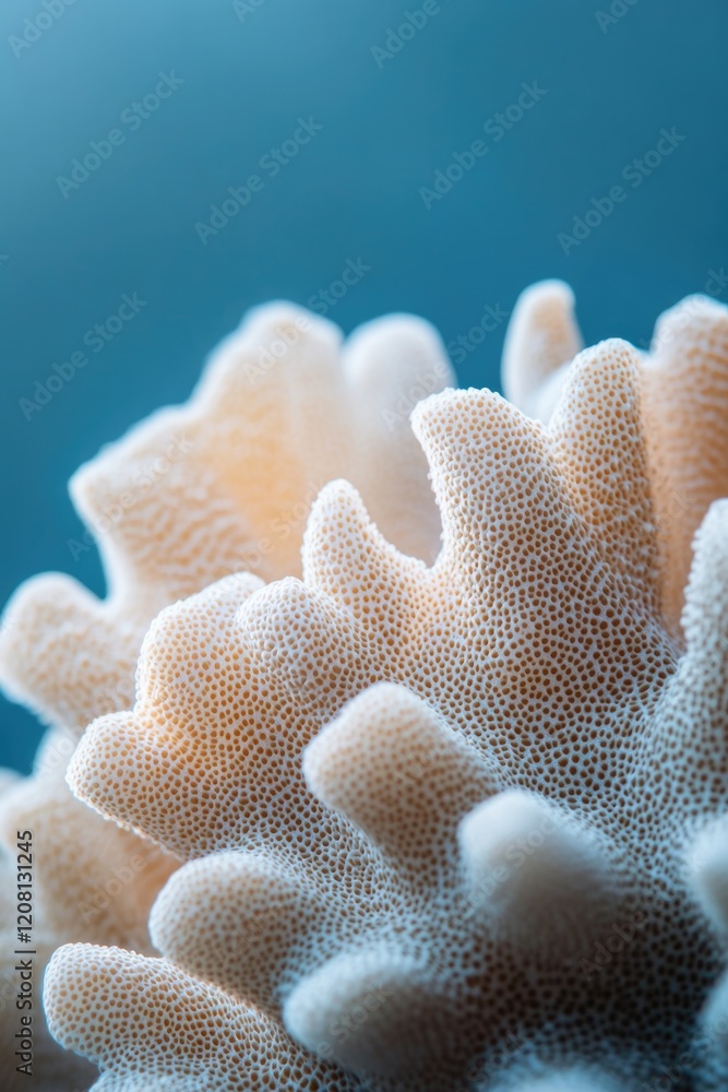 Poster macro image of coral textures under soft underwater light organic forms creating mesmerizing pattern