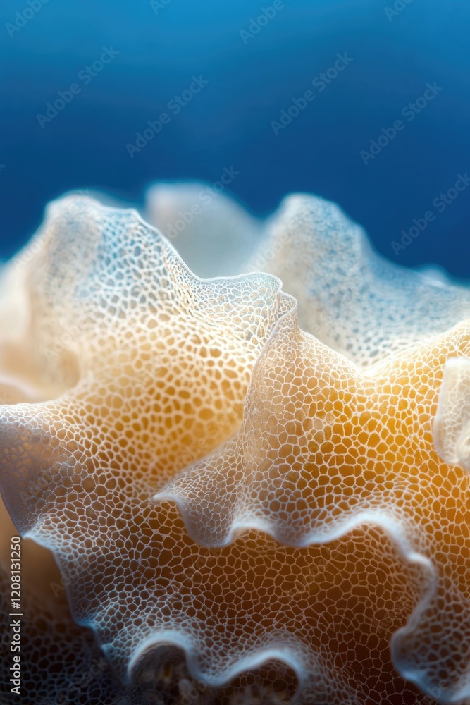 Poster macro image of coral textures under soft underwater light organic forms creating mesmerizing pattern