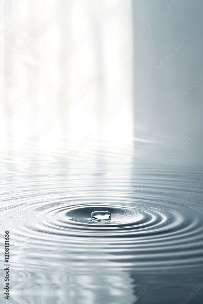 Aufkleber macro view of ripples forming in clean water surface illuminated by soft sunlight