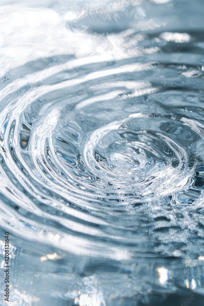 Aufkleber macro view of ripples forming in clean water surface illuminated by soft sunlight