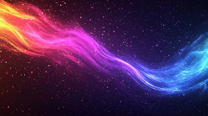 Obraz premium Abstract Colorful Waves with Sparkles Against Dark Background