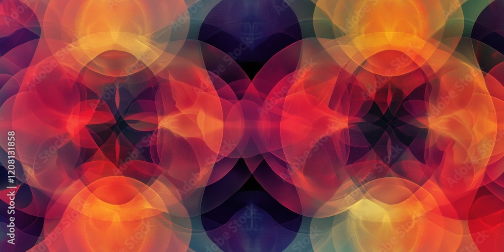 Poster vibrant abstract digital art with colorful swirls and overlapping shapes creating a dynamic visual e