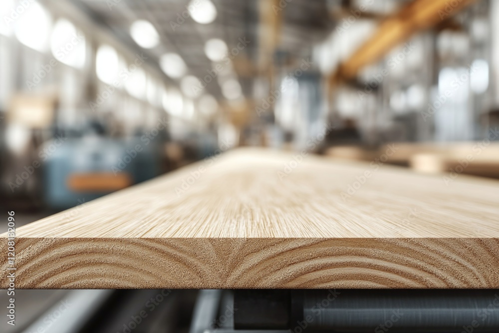 Poster minimalist view of timber industry machinery with blurred backgrounds and ample copy space for text 