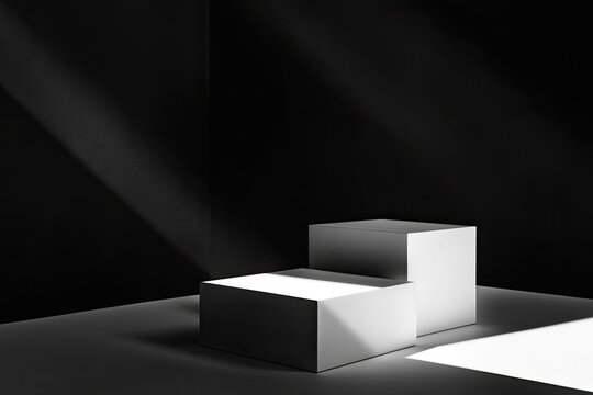 minimalistic high-contrast black and white photograph showcasing deep shadows and dramatic lighting with clean lines