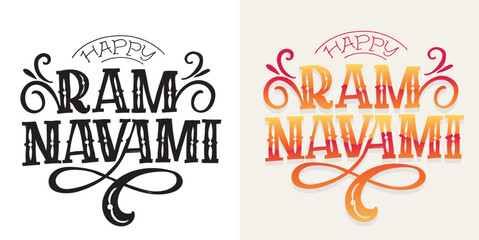 Happy Ram Navami. Cute hand drawn doodle lettering quote. Lettering for t-shirt design, mug print, bag print, clothes fashion. 100% hand drawn vector image.
