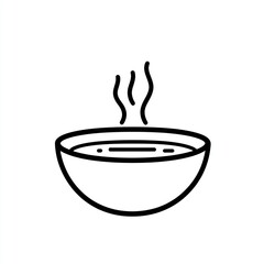 Hot soup in a bowl with steam, for a menu or recipe illustration, on white background