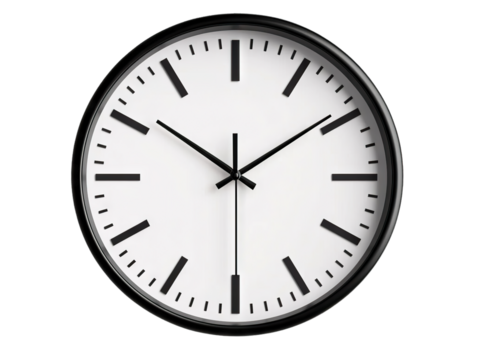 Modern wall clock displaying time minimalist design home decor indoor front view time management concept