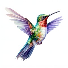 Naklejka premium Colibri clipart. Watercolor illustration. Hand-painted digital artwork