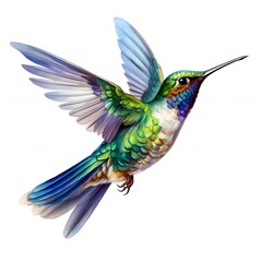 Fototapeta premium Colibri clipart. Watercolor illustration. Detailed artistic graphic illustration