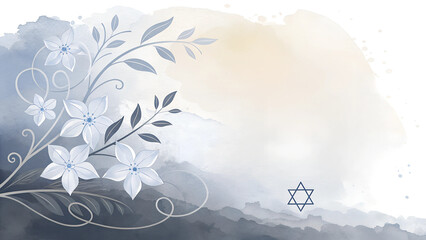 Watercolor Fading Light Background, Soft Gray to Pale White, Gentle Homage to Lives Lost During Genocide with Copy Space