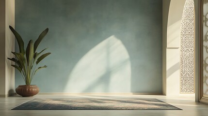 Serene Interior Design With Plant And Rug