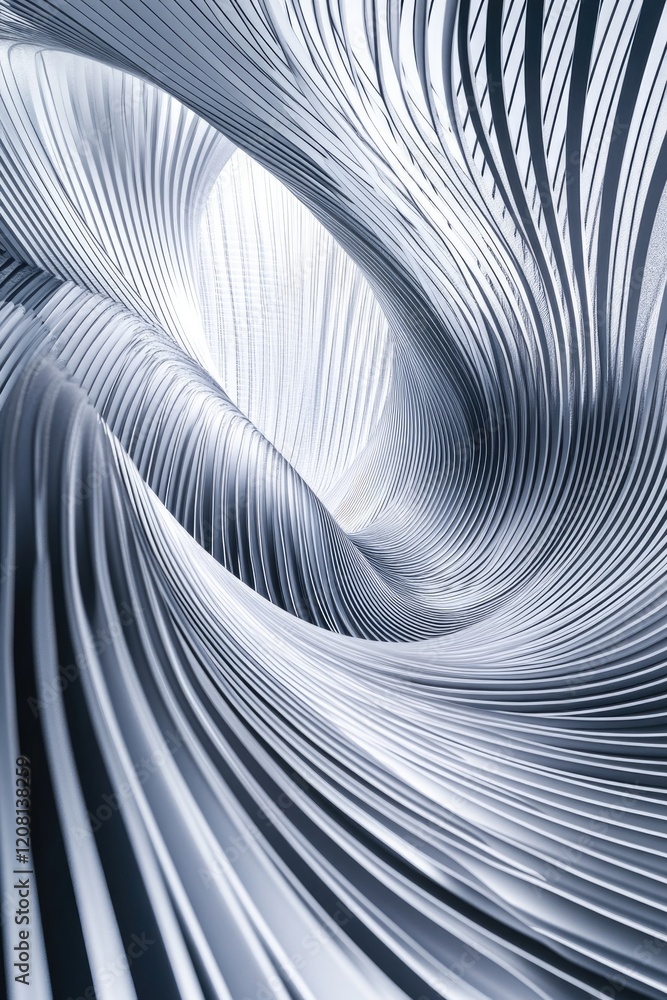 Poster series of fine parallel lines bending gently into flowing wave pattern