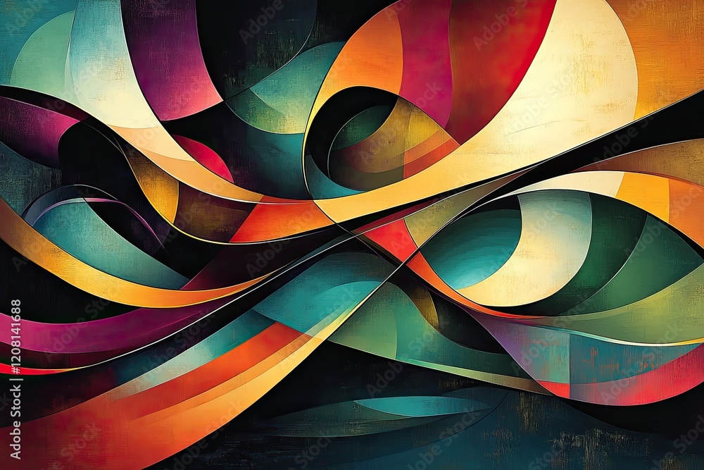 Aufkleber vibrant abstract design featuring rich color palette with dynamic shapes and forms reflecting energy