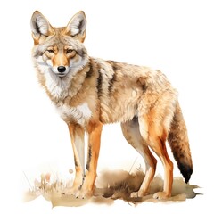 Fototapeta premium Coyote clipart. Watercolor illustration. Hand-painted digital artwork