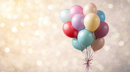 vibrant collection of colorful balloons tied together minimalistic design and clean image soft blurred background creates